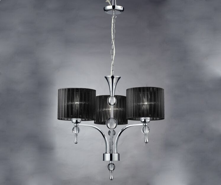 Lampa wisząca Impress 3 Azzardo 1976-3P BK  z metalu o wykończeniu chromowanym i szklanym abażury w kolorze czarnym