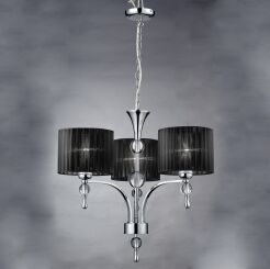 Lampa wisząca Impress 3 Azzardo 1976-3P BK  z metalu o wykończeniu chromowanym i szklanym abażury w kolorze czarnym