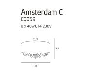 Plafon Amsterdam C0059 Maxlight  abażur ecru nowoczesna elegancka 78 cm średnicy kryształki - 2