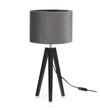 Lampa stołowa LUNDEN 107943 Markslojd Trójnożna metalowa podstawa klasyczny materiałowy klosz czarny / szary