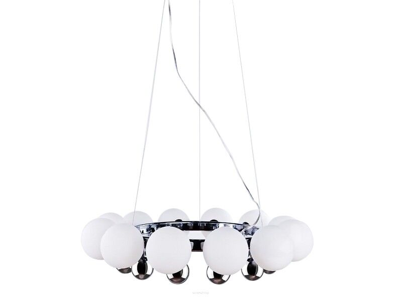 Lampa wisząca Esperanza AZzardo AZ0095 wykonana jest z metalu oraz szkła w kolorze chromu i białym