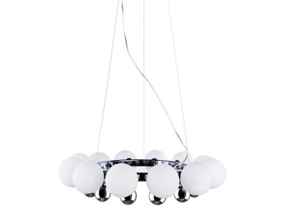 Lampa wisząca Esperanza AZzardo AZ0095 wykonana jest z metalu oraz szkła w kolorze chromu i białym