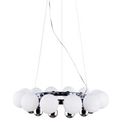 Lampa wisząca Esperanza AZzardo AZ0095 wykonana jest z metalu oraz szkła w kolorze chromu i białym