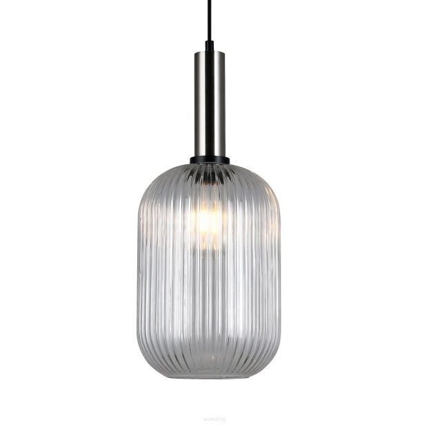 Lampa wisząca ANTIOLA PND-5588-1L-SC+CL Italux  TRANSPARENTNY SZKLANY KLOSZ ŚREDNICA 20 CM WYKOŃCZENIE LAMPY- NIKIEL SATYNOWY