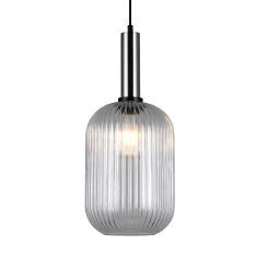 Lampa wisząca ANTIOLA PND-5588-1L-SC+CL Italux  TRANSPARENTNY SZKLANY KLOSZ ŚREDNICA 20 CM WYKOŃCZENIE LAMPY- NIKIEL SATYNOWY