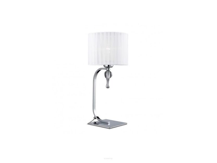 Lampa stołowa Impress Azzardo 1976-1T WH   z metalu o wykończeniu chromowanym i szklanym abażur w kolorze białym