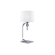 Lampa stołowa Impress Azzardo 1976-1T WH   z metalu o wykończeniu chromowanym i szklanym abażur w kolorze białym