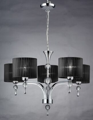 Lampa Wisząca Impress 5 Azzardo 1976-5P BK  z metalu o wykończeniu chromowanym i szklanym abażury w kolorze czarnym