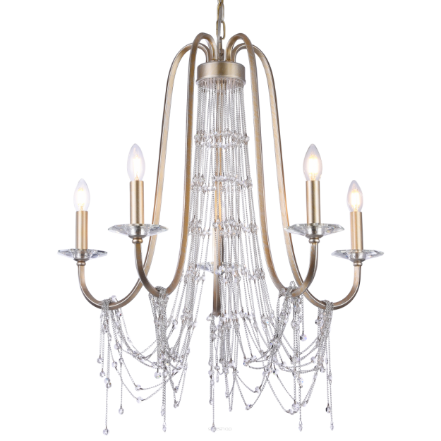 Zwis Madrid - P05165CP -   cosmolight  W stylu pałacowym Korpus z polerowanego chromu połaczony z kryształowymi kapieniami i łańczuszkami