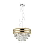 Lampa wisząca NAICA P0525-04A-F4V6 Zuma Line kryształki złota ze srebrnymi paskami - 2
