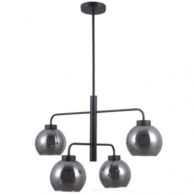 Lampa wisząca POGGI PND-28028-4D Italux  4 szklane dymione kule umocowane na w metalowych listwach NOWOCZESNA
