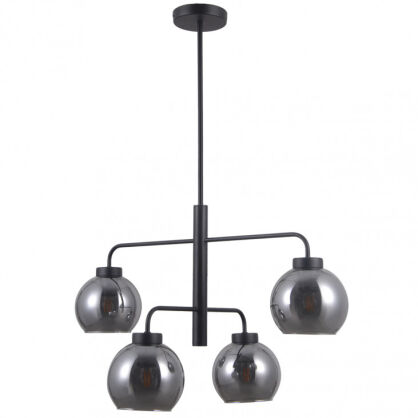 Lampa wisząca POGGI PND-28028-4D Italux  4 szklane dymione kule umocowane na w metalowych listwach NOWOCZESNA
