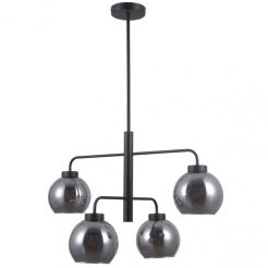 Lampa wisząca POGGI PND-28028-4D Italux  4 szklane dymione kule umocowane na w metalowych listwach NOWOCZESNA