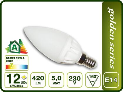ŻARÓWKA E14 5W 12LED SMD2835 420lM CIEPŁA