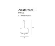 Lampa wisząca Amsterdam P0103 Maxlight abażur ecru nowoczesna elegancka 60 cm średnicy kryształki - 2
