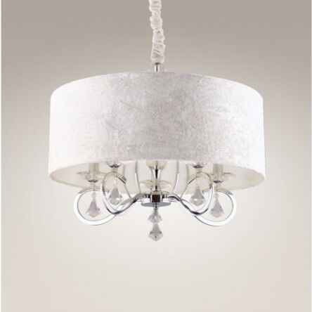 Lampa wisząca Amsterdam P0103 Maxlight abażur ecru nowoczesna elegancka 60 cm średnicy kryształki