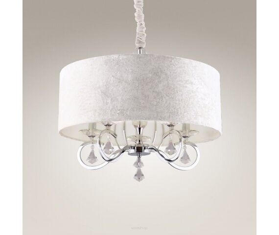 Lampa wisząca Amsterdam P0103 Maxlight abażur ecru nowoczesna elegancka 60 cm średnicy kryształki