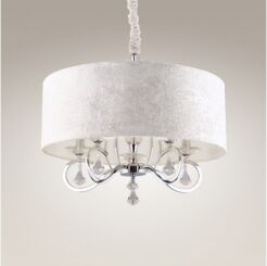Lampa wisząca Amsterdam P0103 Maxlight abażur ecru nowoczesna elegancka 60 cm średnicy kryształki