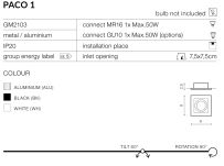 Lampa sufitowa wpuszczana nowoczesna biała Paco 1 AZzardo GM2103 WH - 2