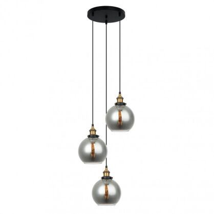 Lampa wisząca CARDENA MDM-4330/3 GD+SG Italux RETRO czarno/ złota dymione klosze