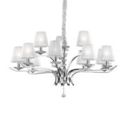 Lampa wisząca Pegaso SP12 Ideal Lux  066431  metalowa oprawa wykończona w chromie klosze  z  białej organzy