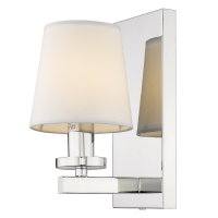 Kinkiet LONDON W01014WH W stylu nowojorskim CHROMOWY korpus odbija światło BIAŁY abażur z tkaniny