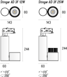 Reflektor do szyny STINGER 80 Adaptor 3F 12W On-Off LABRA 7.1773  - 3