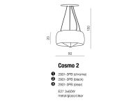 Lampa wisząca Cosmo 2 czarna AZzardo 2901-3PB AZ1060 BK wykonana jest z metalu oraz szkła o wykończeniu czarnym - 5