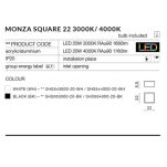 Oprawa natynkowa kwadratowa czarna nowoczesna MONZA S 22 square AZzardo AZ2271 SHS543000-20-BK LED 5,5 cm wysokości 22 cm szerokości - 3