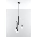 Lampa wisząca DUOMO 3M SL.0302 Sollux efektowna 3 źróda światła wykonana ze stali malowanej proszkowo w kolorze czarnym  - 2
