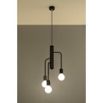 Lampa wisząca DUOMO 3M SL.0302 Sollux efektowna 3 źróda światła wykonana ze stali malowanej proszkowo w kolorze czarnym  - 3