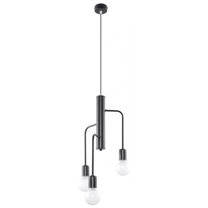 Lampa wisząca DUOMO 3M SL.0302 Sollux efektowna 3 źróda światła wykonana ze stali malowanej proszkowo w kolorze czarnym 