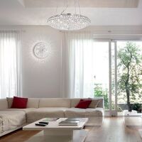 Lampa wisząca KING SP12 Ideal Lux  088013   klosz składający się z metalowych pierścieni wypełnionych kryształkami kolor chromu