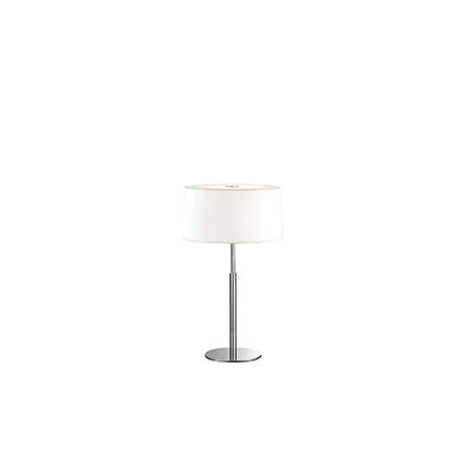Lampa stołowa Hilton TL2 Ideal Lux  075532 Klosz z folii PVC pokrytej tkaniną i od dołu piaskowanym szkłem metalowa ramaw  kolorzec hromu