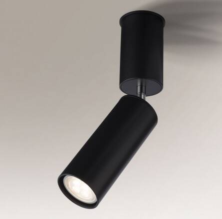 Lampa sufitowa plafon  SHIMA 2202 cz z metalu w kolorze czarnym nowoczesna walec GU10