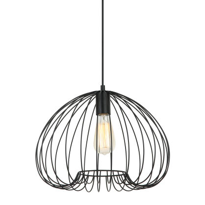 Lampa wisząca MEDDI MDM-4583-1 BK Italux CZARNA NOWOCZESNY DRUCIANY ABAŻUR  E27 IP20