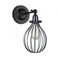 LAMPA ŚCIENNA KINKIET Lesto MBM-2676/1 BK Italux industrialna lampa z czarnego drutu nastrojowa