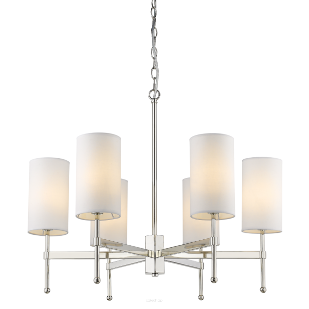 LAMPA WISZĄCA DENVER P06994WH NI ELEGANCKA  KORPUSEM w  KOLORZE NIKLU I TRADYCYJNYMI BIAŁYMI ABAŻURAMI COSMO LIGHT 