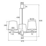 Lampa wisząca żyrandol PONTE 6110 Argon mosiądz biały 3xE27 - 3