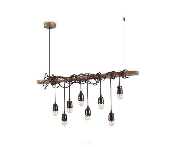 Lampa wisząca Electric SP8 176369  NOWOCZESNY IP20 E27 drewno / tkanina Ideal Lux OPRAWA W STYLU NOWOCZESNYM
