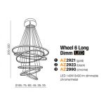 Lampa wisząca WHEEL 6 LONG DIMM AZ2923 nowoczesny styl w kolor czarny 6 okręgów o różnej średnicy ściemnialna bez pilota  - 2