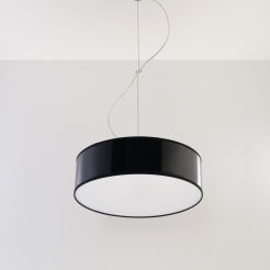 Elegancka Lampa Sufitowa Koło Wisząca ARENA 35  SL. 0115 klosz z tworzywa sztucznego w kolorze czarnym w kształcie walca