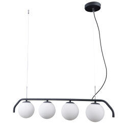 Lampa wisząca  CARIMI PND-3300-4-BK Italux  metalowy korpus szklane klosze  CZARNY SATYNOWY  4xG9