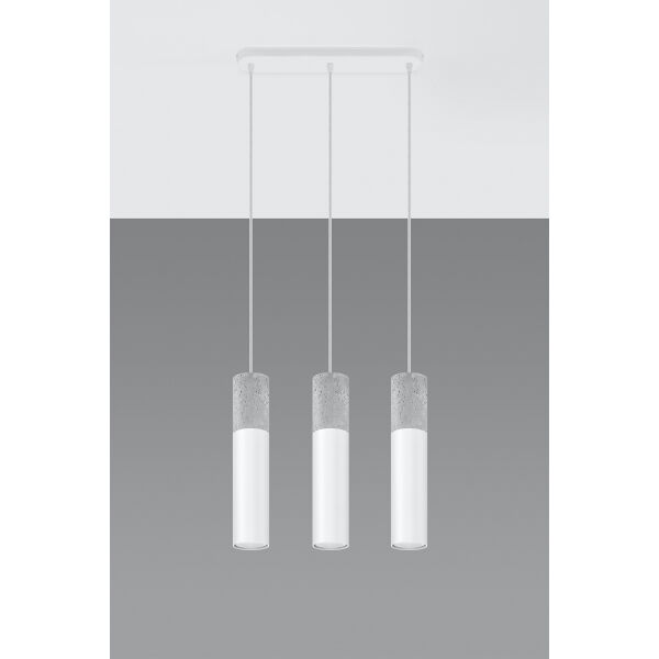 LAMPA  WISZĄCA BORGIO 3 BIAŁE  STALOWE TUBY ZAKOŃCZONE BETONEM IDEALNA DO SALONU SL.0649 SOLLUX