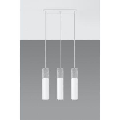 LAMPA  WISZĄCA BORGIO 3 BIAŁE  STALOWE TUBY ZAKOŃCZONE BETONEM IDEALNA DO SALONU SL.0649 SOLLUX