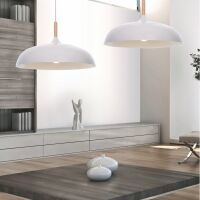Lampa wisząca BIAŁA VERSI LDP 7899 (WT) Lumina Deco z drewnianym akcentem