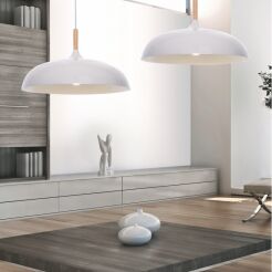 Lampa wisząca BIAŁA VERSI LDP 7899 (WT) Lumina Deco z drewnianym akcentem