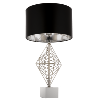  Lampa stołowa  Caracas - T01960CH Cosmo Light  Klosz jest czary ze srebrnym wnętrzem fantazyjna podstawa  w kolorze chromu