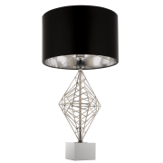  Lampa stołowa  Caracas - T01960CH Cosmo Light  Klosz jest czary ze srebrnym wnętrzem fantazyjna podstawa  w kolorze chromu