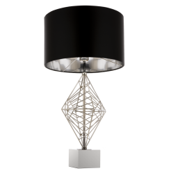  Lampa stołowa  Caracas - T01960CH Cosmo Light  Klosz jest czary ze srebrnym wnętrzem fantazyjna podstawa  w kolorze chromu